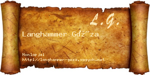 Langhammer Géza névjegykártya